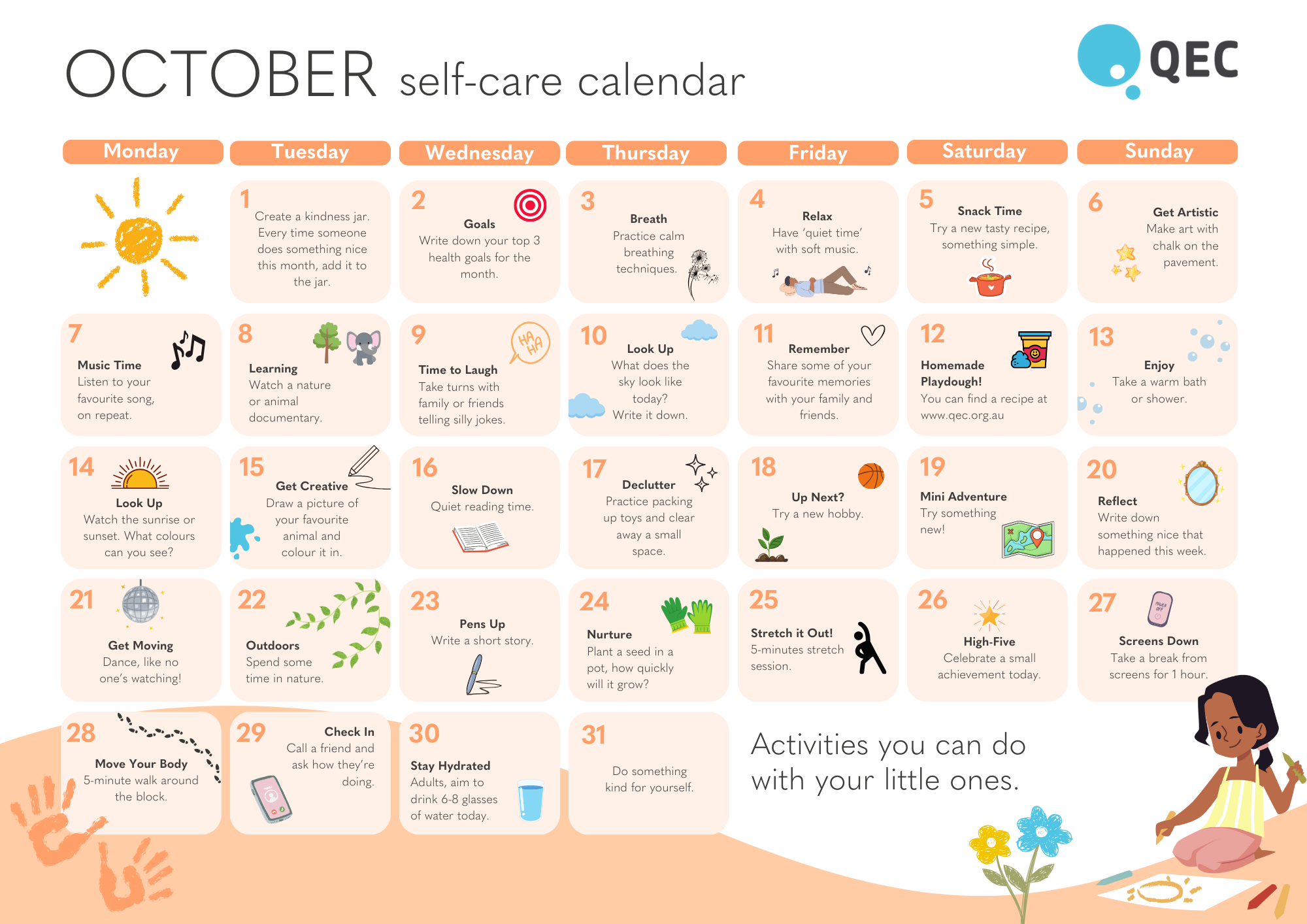 October Self-Care Calendar 2024